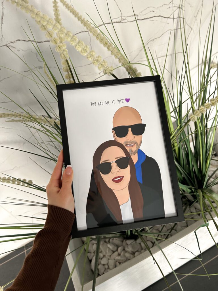 איור דיגיטלי בעבודת יד ממוסגר